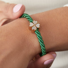 Four Leaf Clover Cord Bracelet Gold | Alex and Ani
