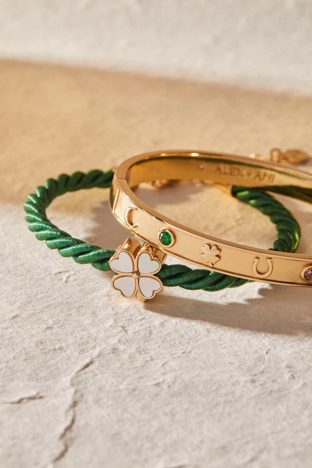 Four Leaf Clover Cord Bracelet Gold | Alex and Ani