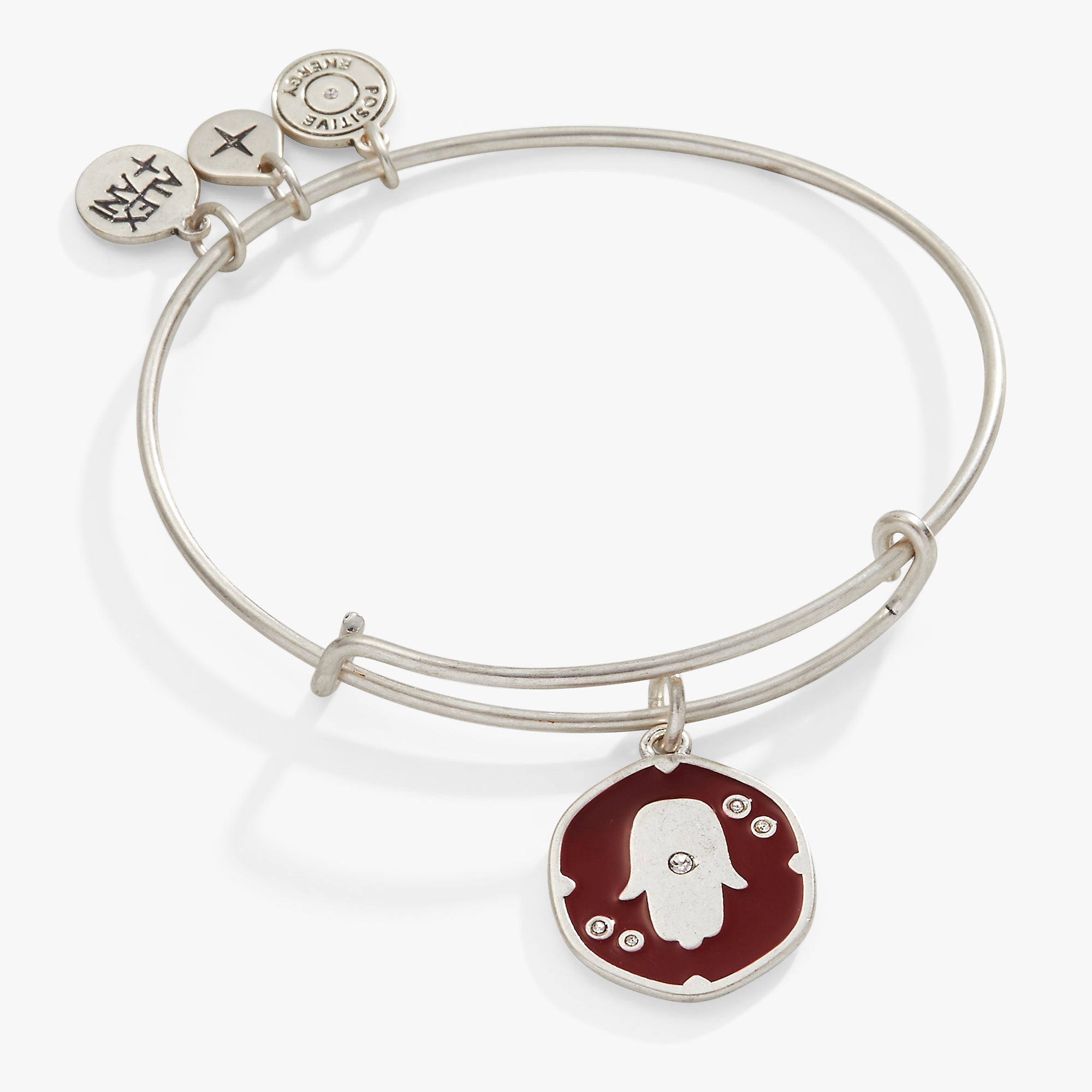 Glass Crystal Hamsa Charm Bangle Antique Silver | Alex and Ani