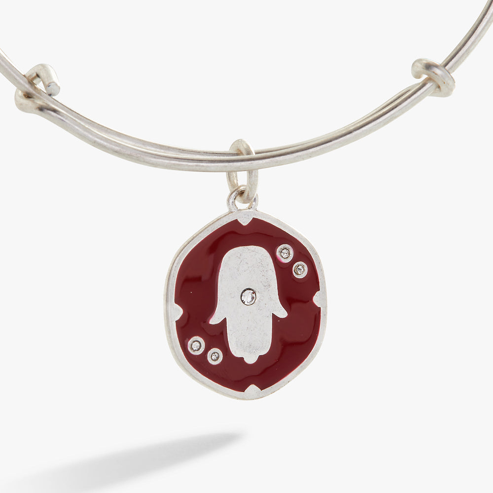 Glass Crystal Hamsa Charm Bangle Antique Silver | Alex and Ani