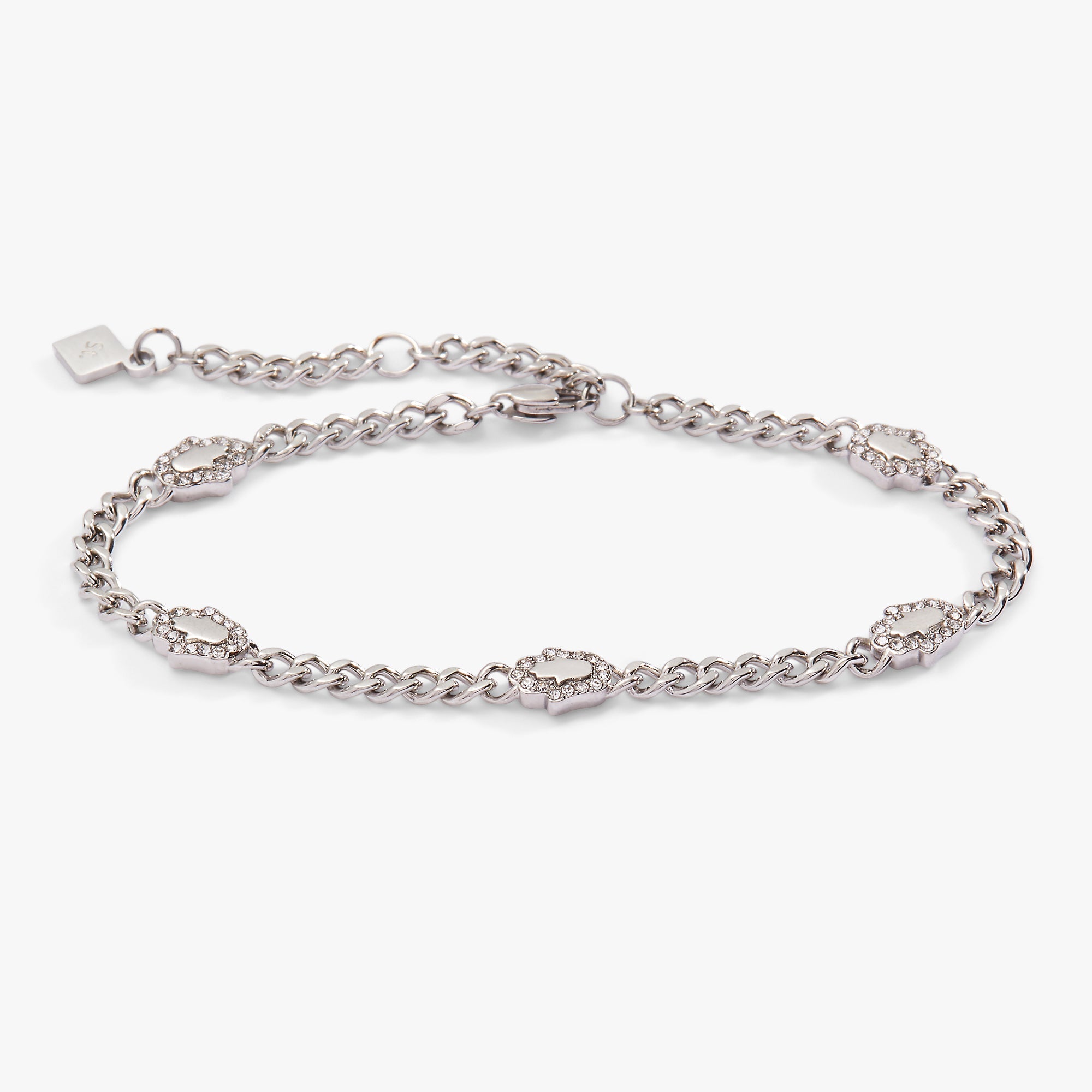 Hamsa Curb Chain Bracelet Stainless Steel Silver | Alex and Ani