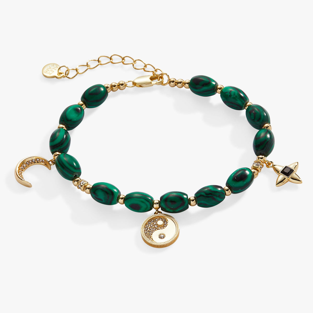 Malachite Charm Bracelet Gold | Alex and Ani