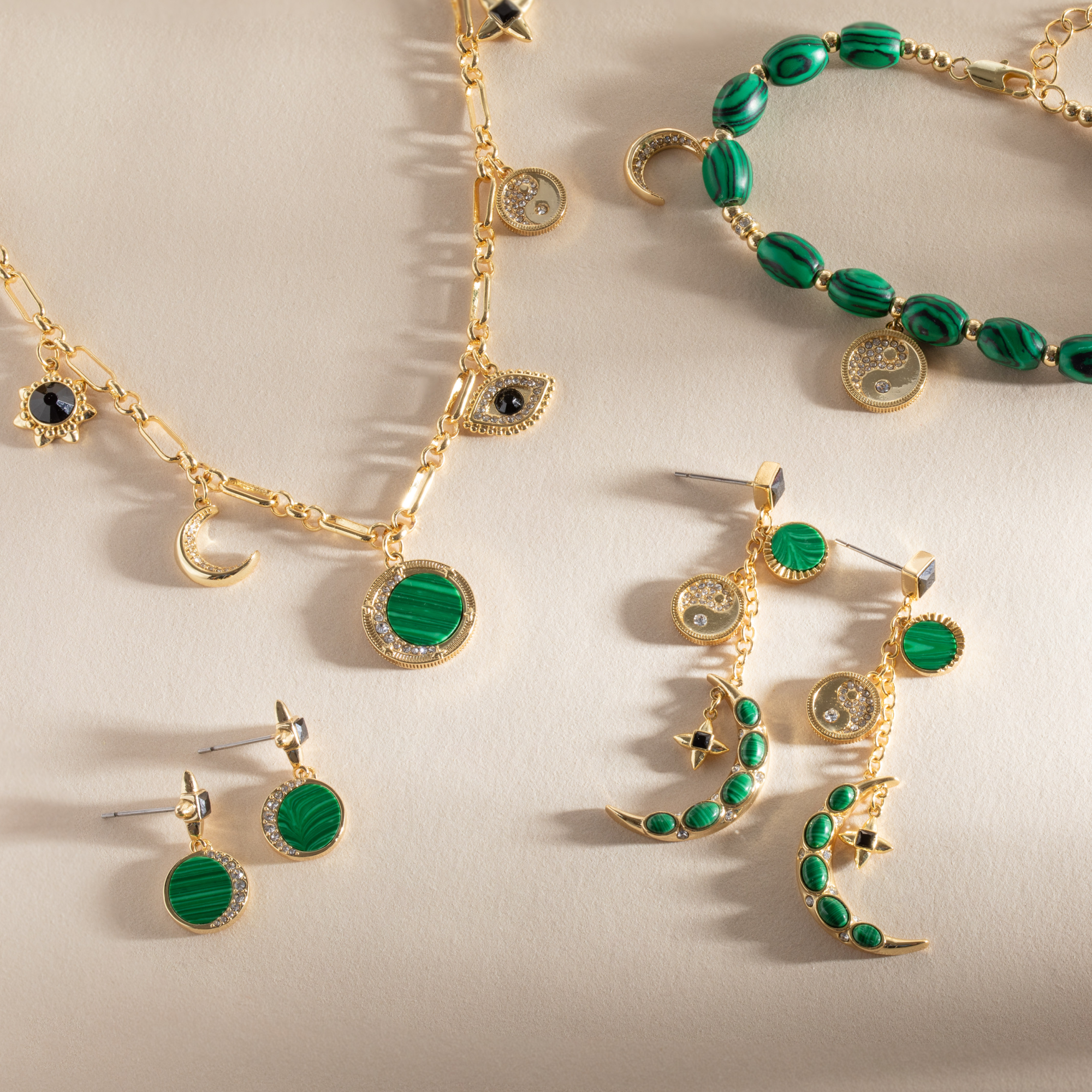 Malachite Charm Bracelet Gold | Alex and Ani