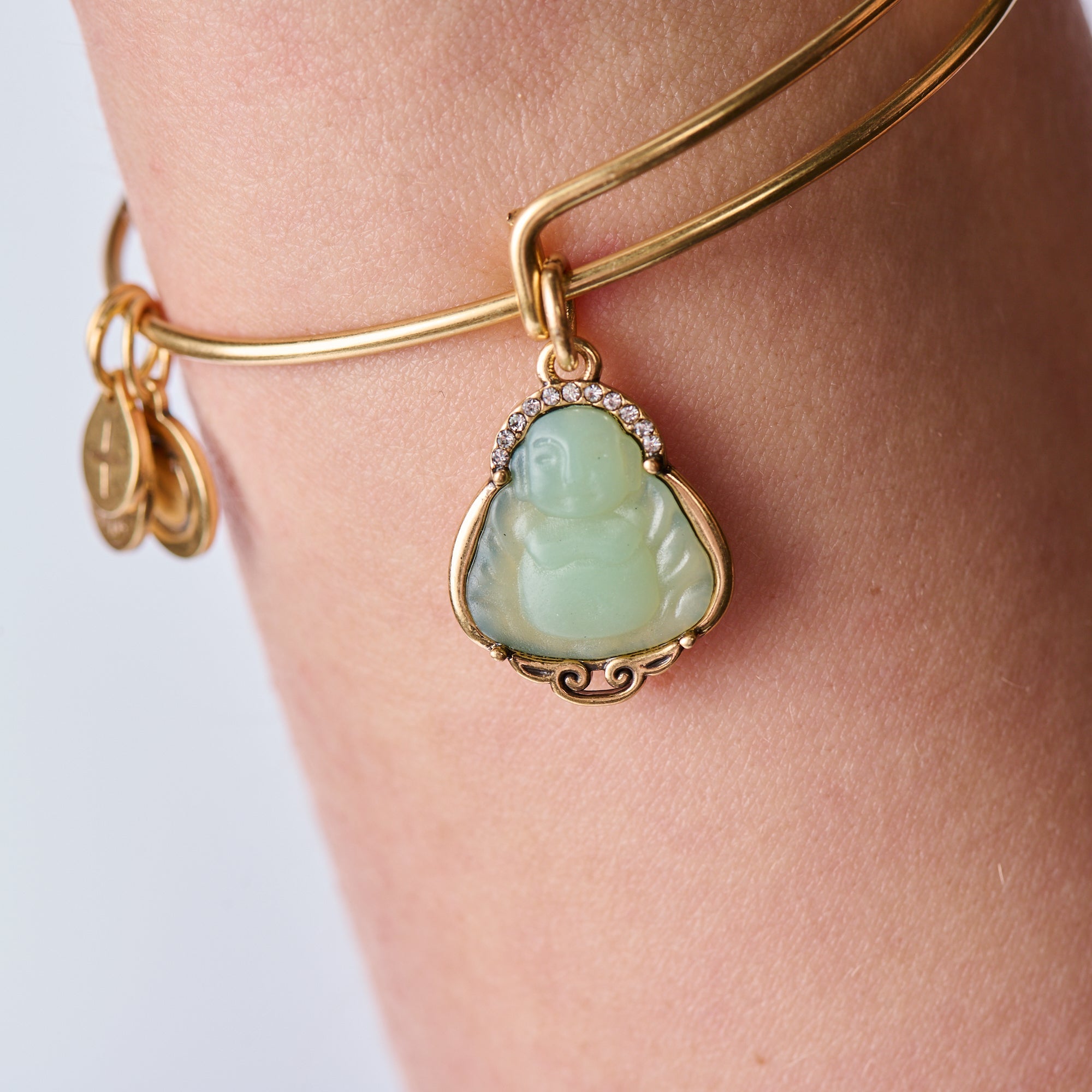Buddha Charm Bangle Antiqued Gold | Alex and Ani