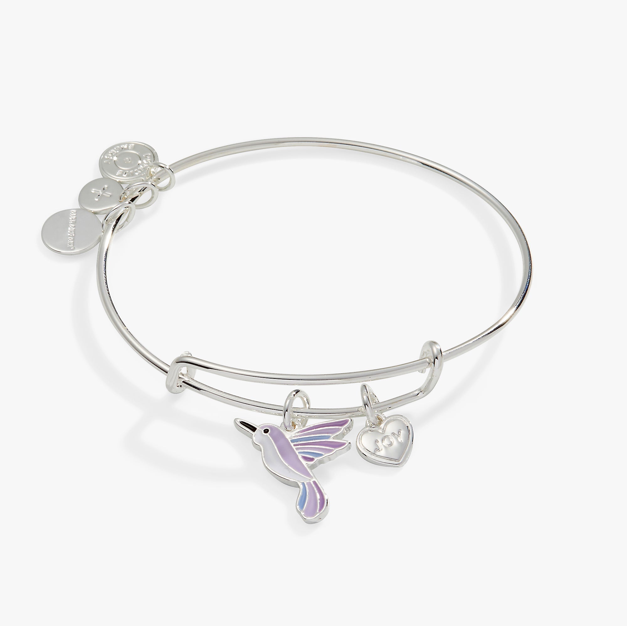 Joy' Hummingbird Duo Charm Bangle Bracelet Silver | Alex and Ani