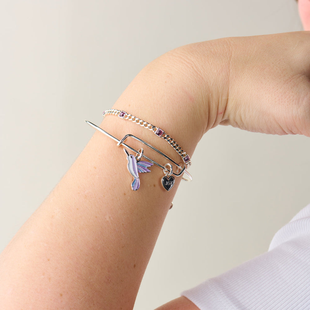 Joy' Hummingbird Duo Charm Bangle Bracelet Silver | Alex and Ani