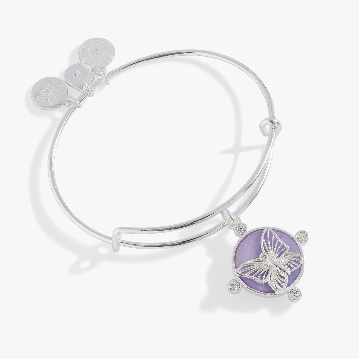 Lavender Butterfly Charm Bangle Silver | Alex and Ani