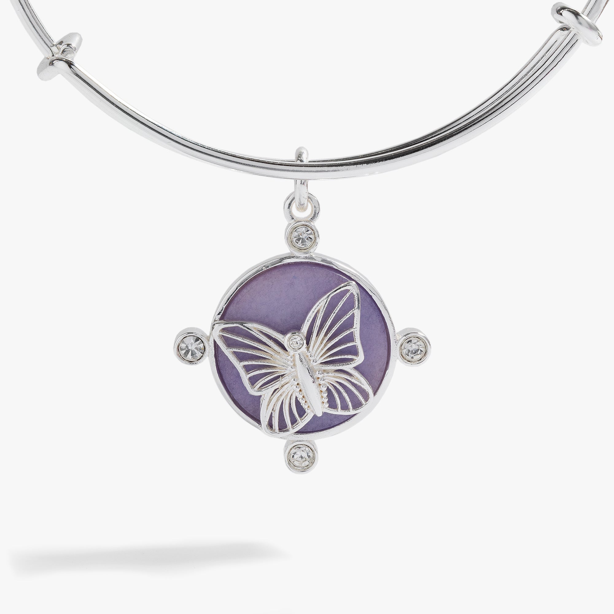 Lavender Butterfly Charm Bangle Silver | Alex and Ani