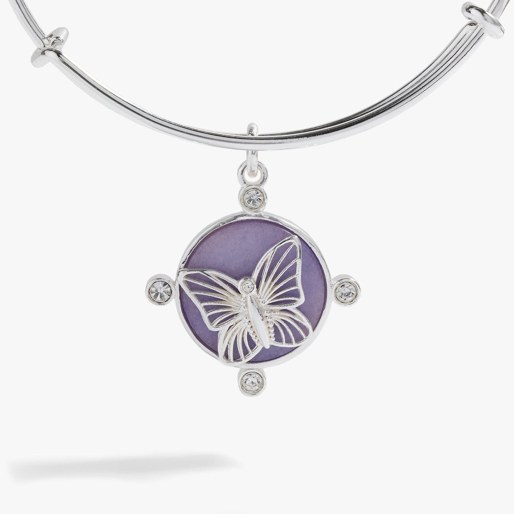 Lavender Butterfly Charm Bangle Silver | Alex and Ani