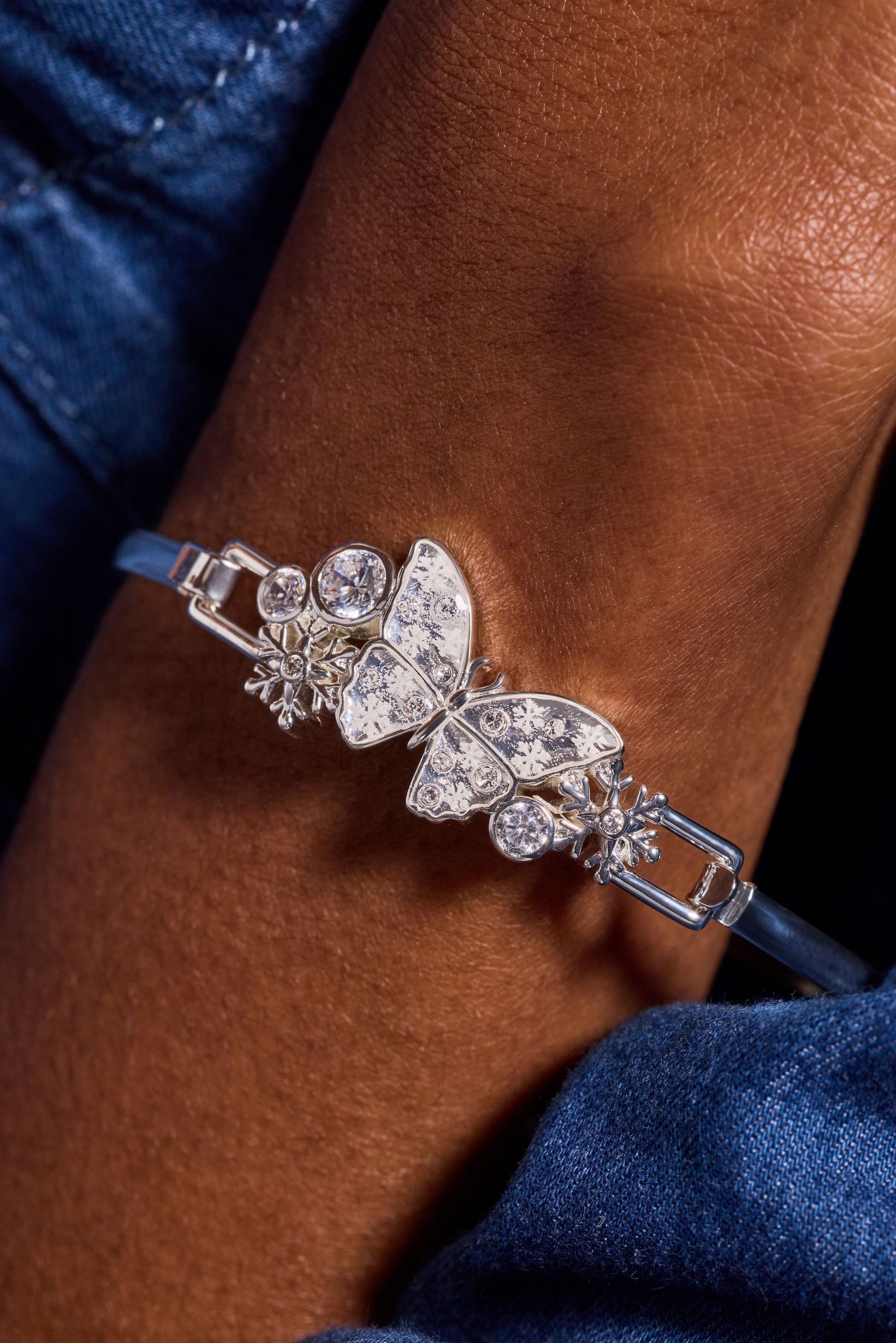 Glass Butterfly Tension Bangle Silver | Alex and Ani