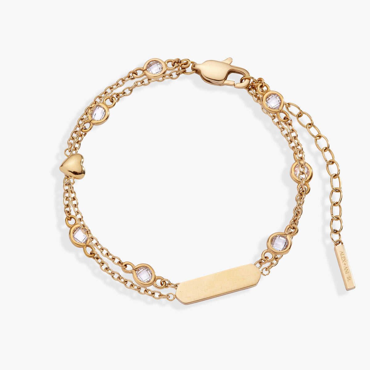 Heart Chain Adjustable Bracelet Stainless Steel Gold | Alex and Ani