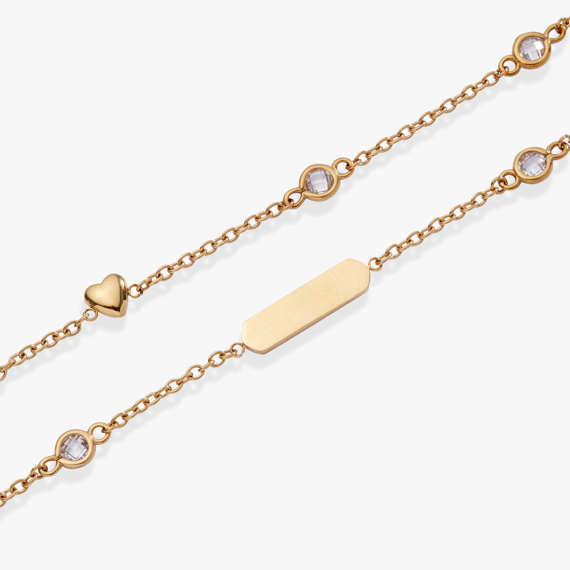 Heart Chain Adjustable Bracelet Stainless Steel Gold | Alex and Ani