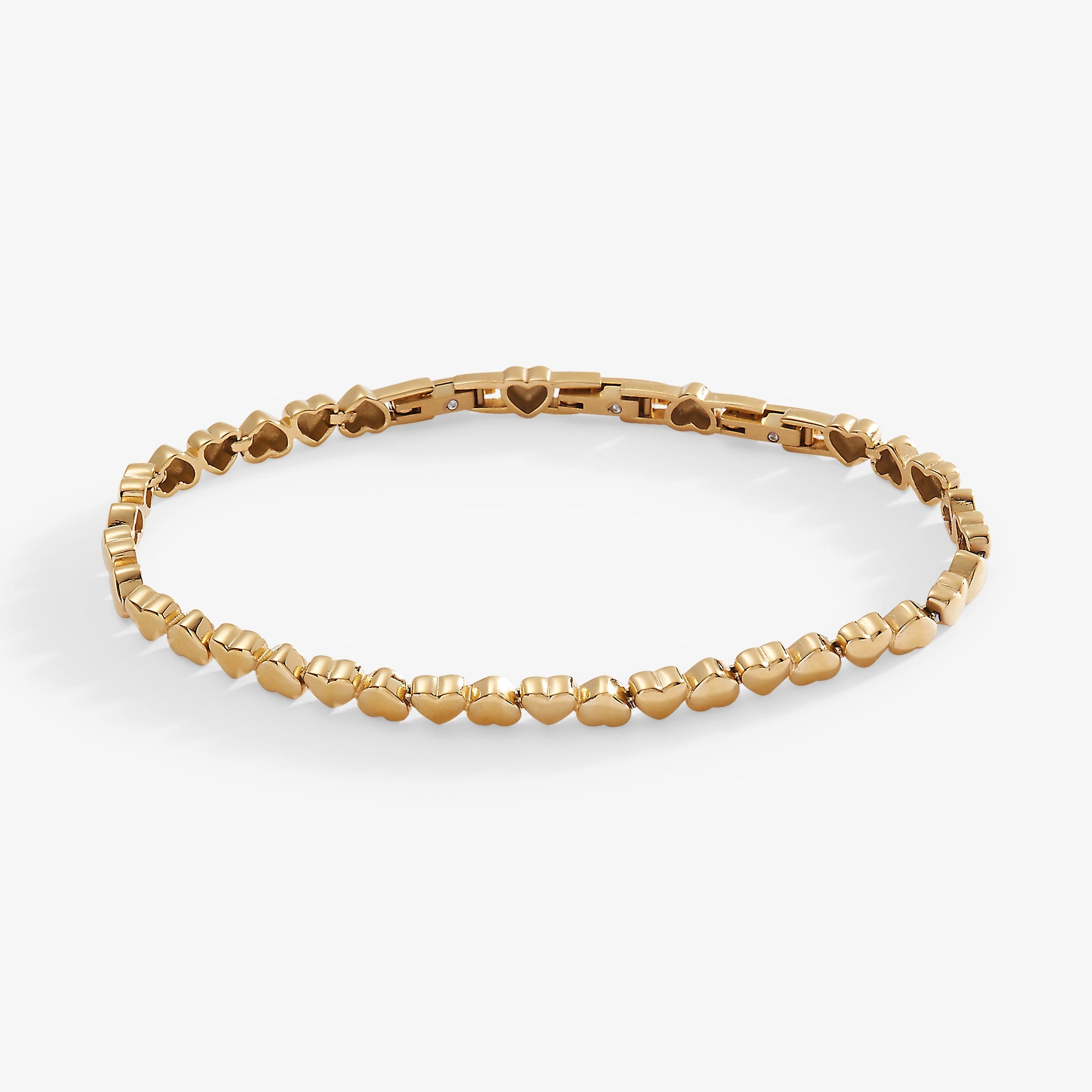 Heart Charm Tennis Bracelet Stainless Steel Gold | Alex and Ani