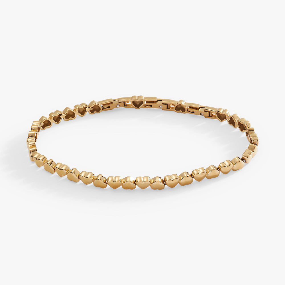 Heart Charm Tennis Bracelet Stainless Steel Gold | Alex and Ani