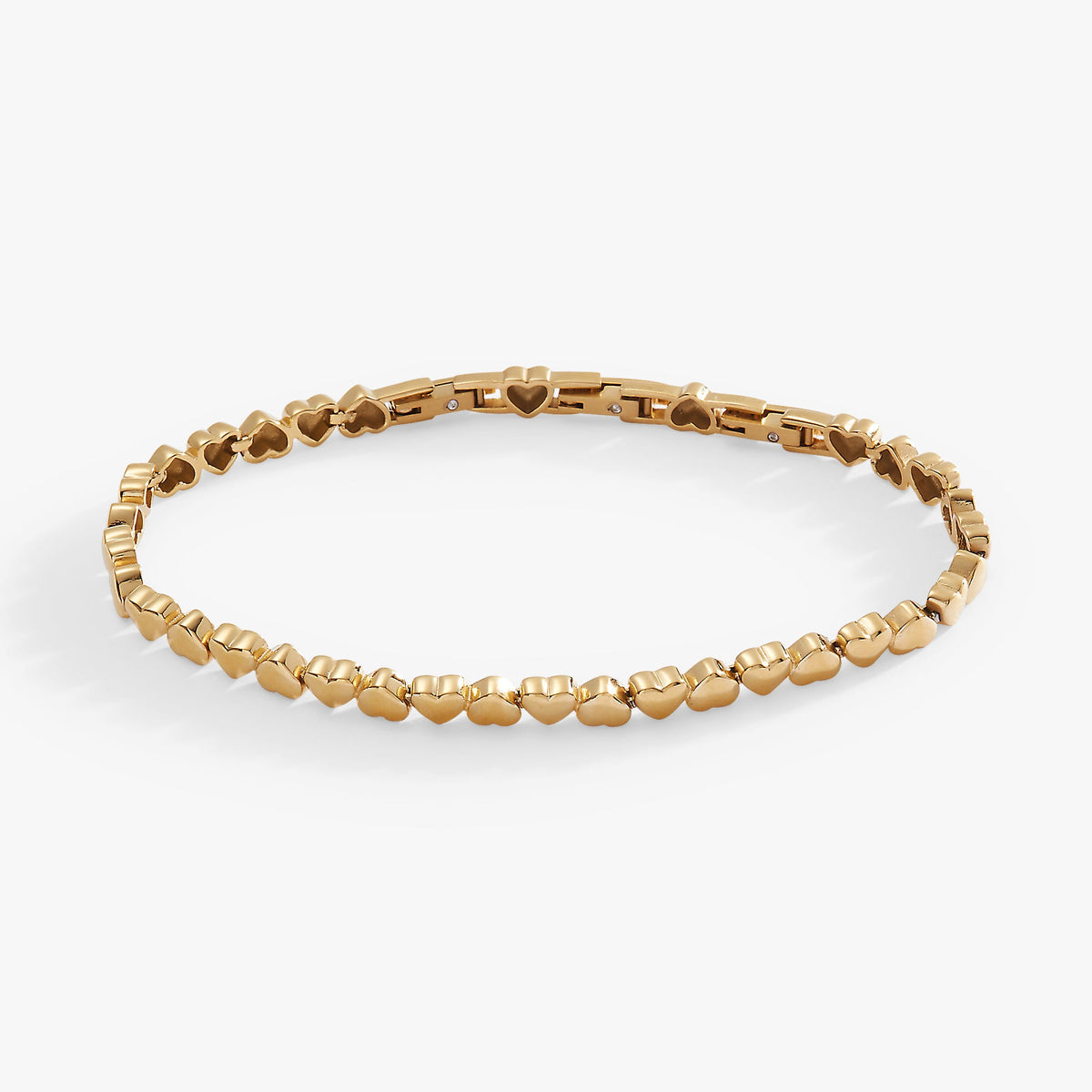 Heart Charm Tennis Bracelet Stainless Steel Gold | Alex and Ani