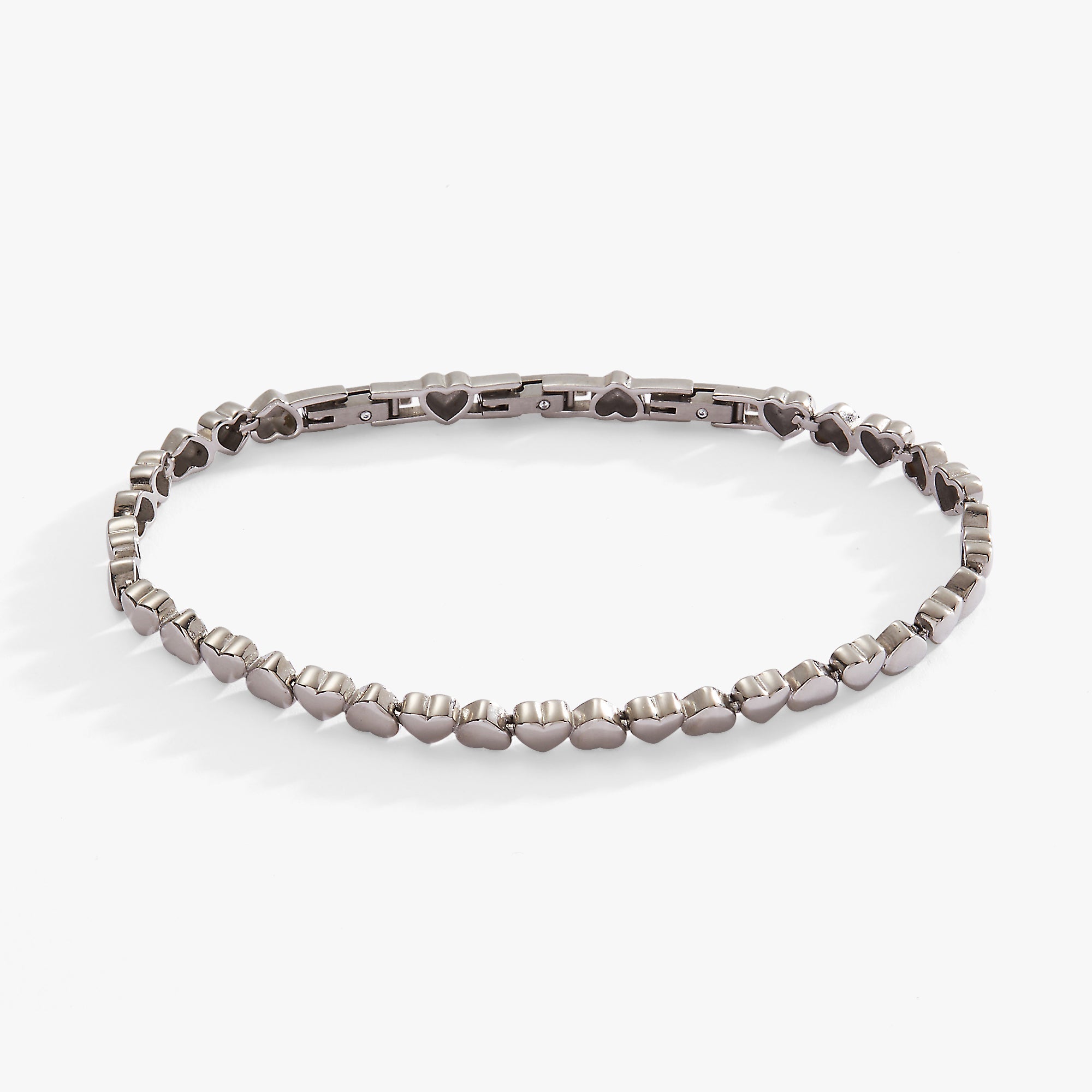 Heart Charm Tennis Bracelet Stainless Steel Gold | Alex and Ani