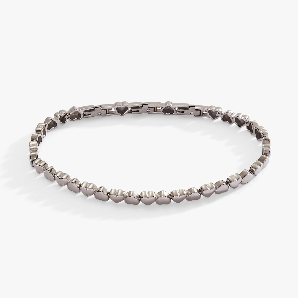 Heart Charm Tennis Bracelet Stainless Steel Gold | Alex and Ani