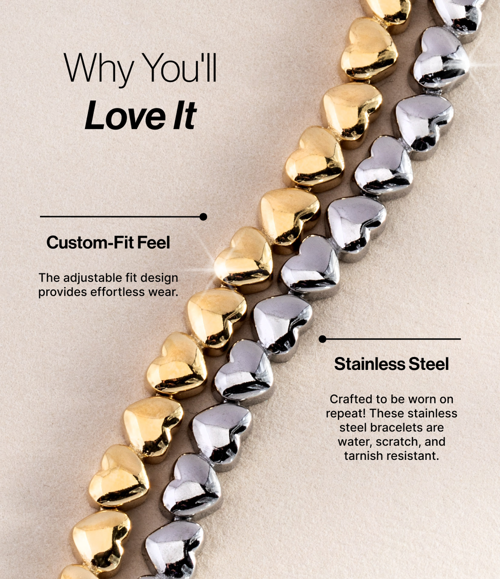 Heart Charm Tennis Bracelet Stainless Steel Gold | Alex and Ani