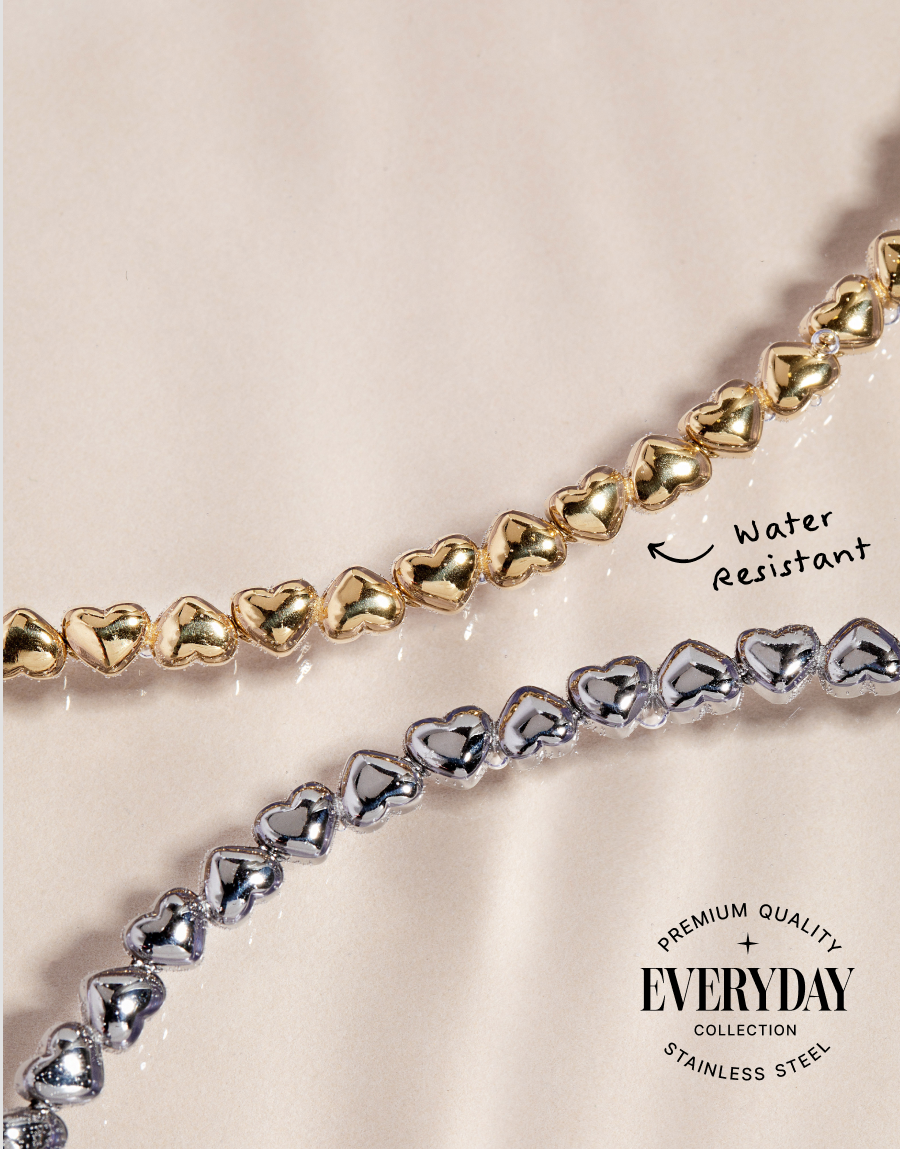Heart Charm Tennis Bracelet Stainless Steel Gold | Alex and Ani