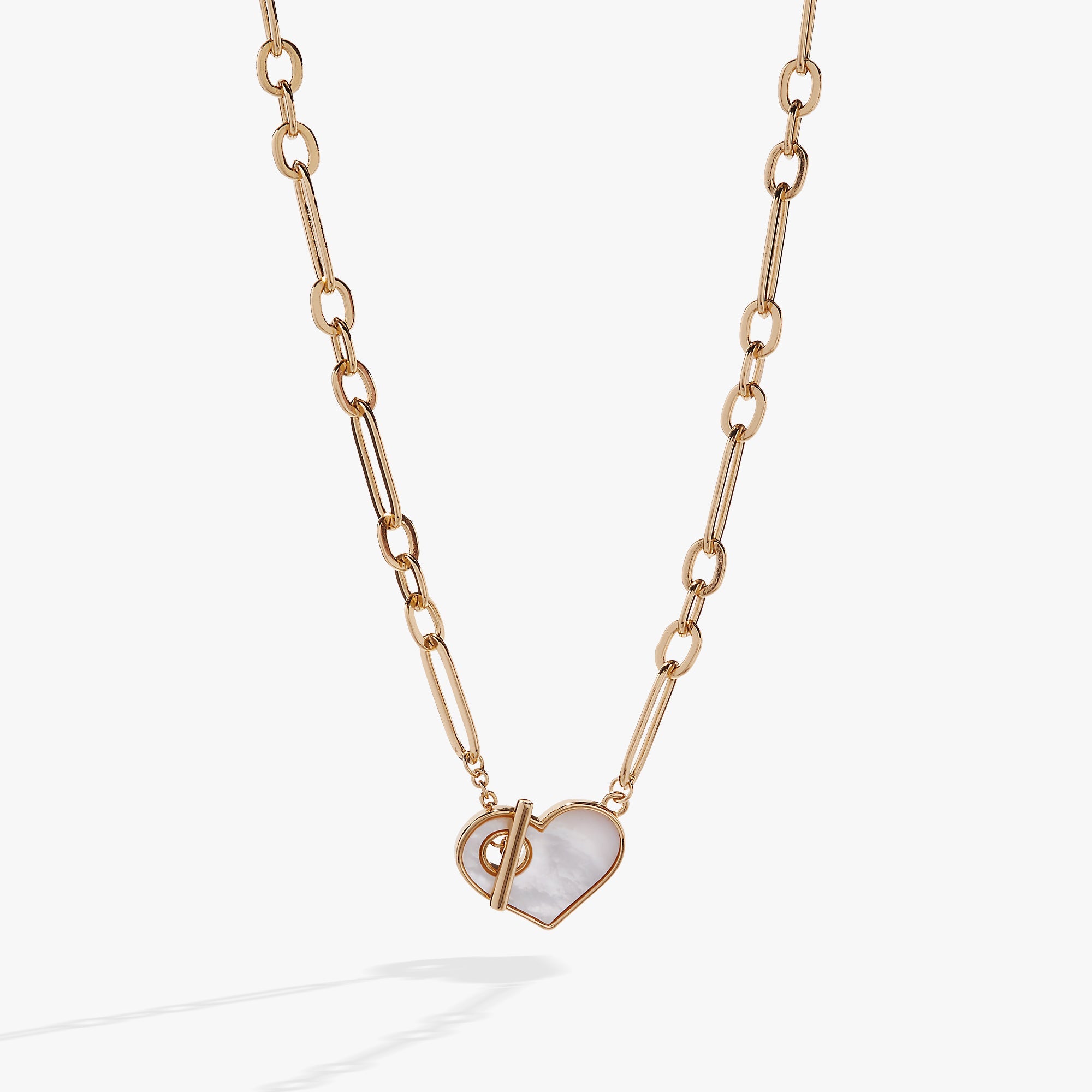 Mother of Pearl Heart Toggle Necklace Gold | Alex and Ani