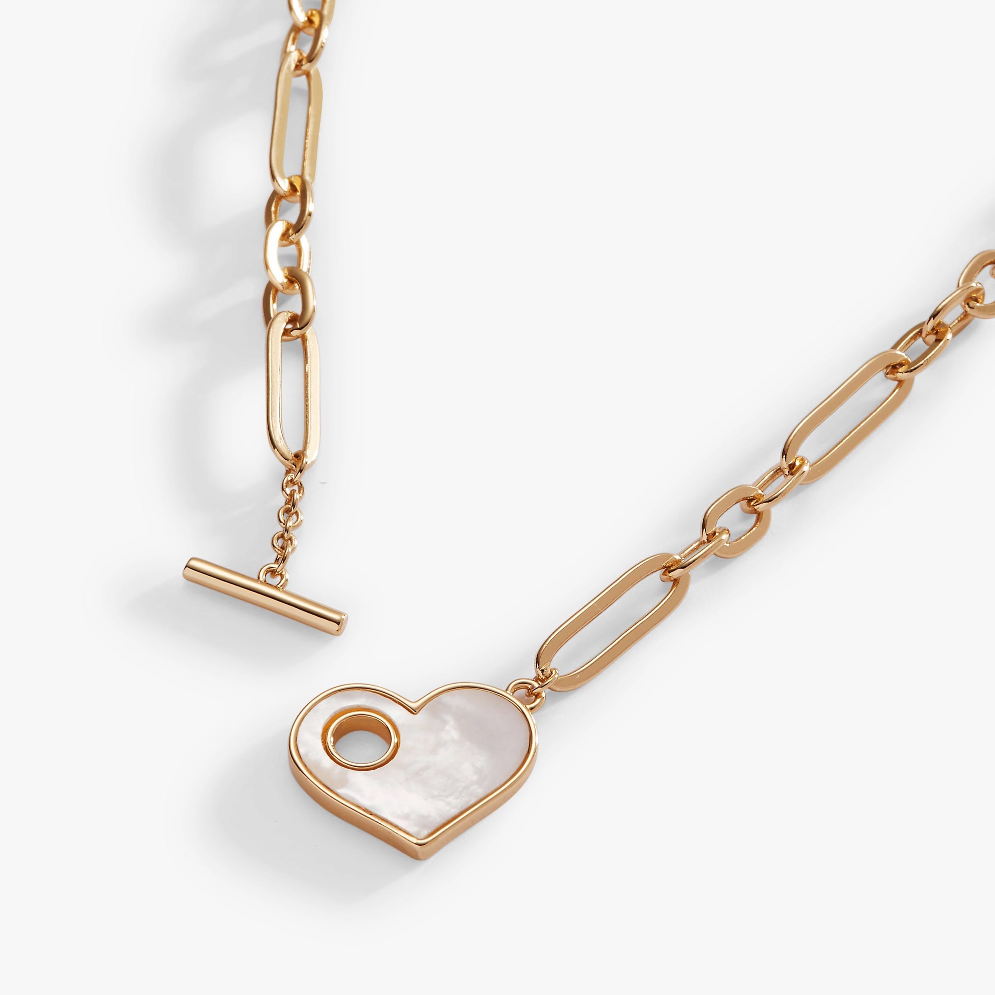 Mother of Pearl Heart Toggle Necklace Gold | Alex and Ani