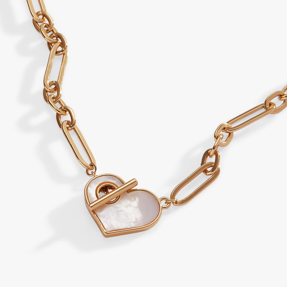 Mother of Pearl Heart Toggle Necklace Gold | Alex and Ani