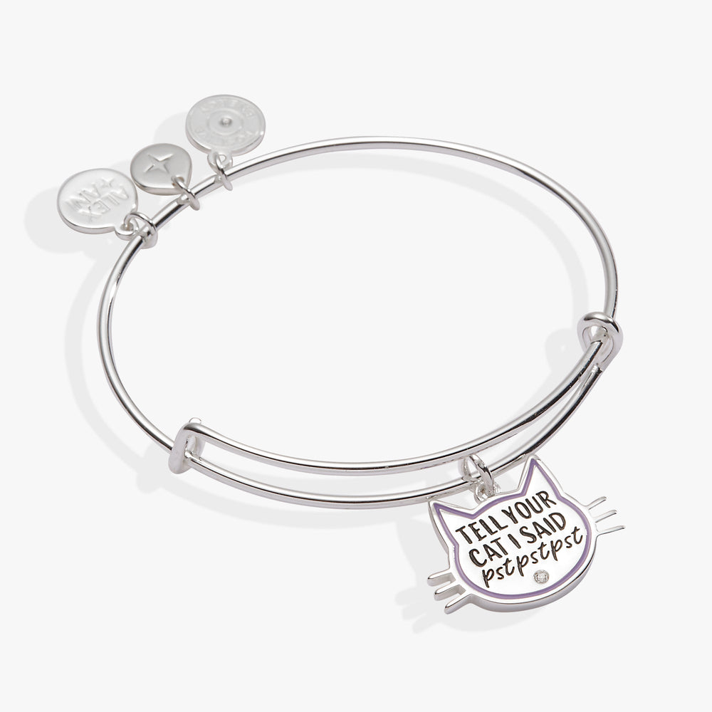 Tell Your Cat I Said Pst Pst Pst Bangle Silver | Alex and Ani