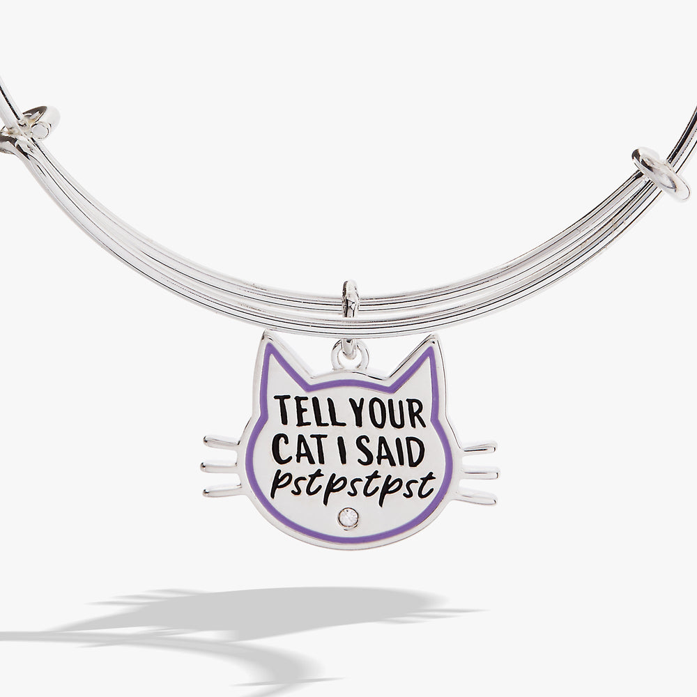 Tell Your Cat I Said Pst Pst Pst Bangle Silver | Alex and Ani