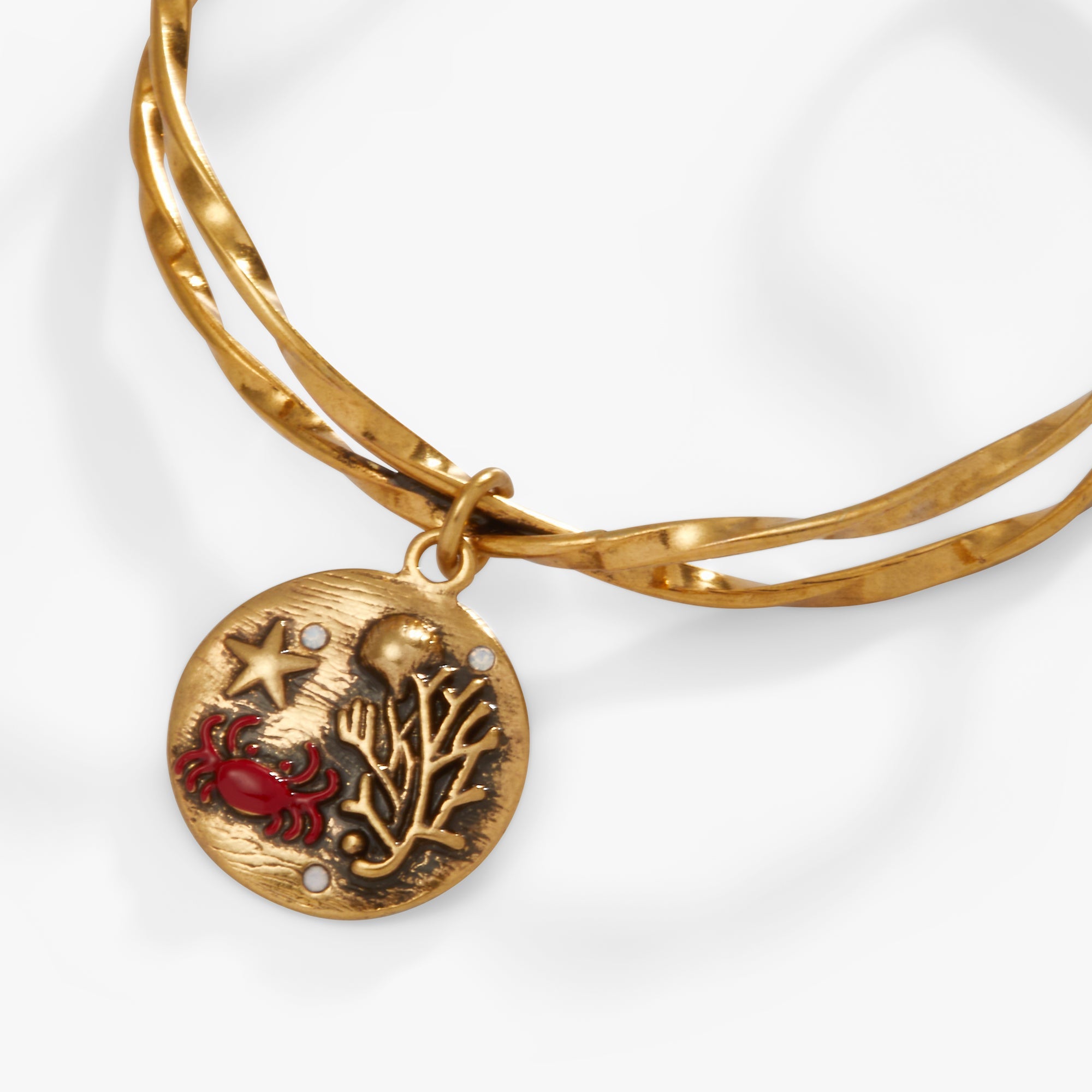 Sea Scene Twisted Cuff Antiqued Gold | Alex and Ani