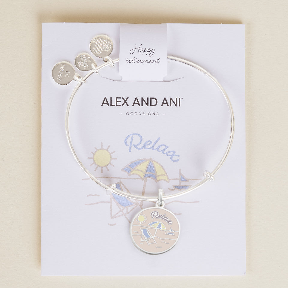 Happy Retirement' Charm Bangle - Alex and Ani Shiny Silver | Alex and Ani