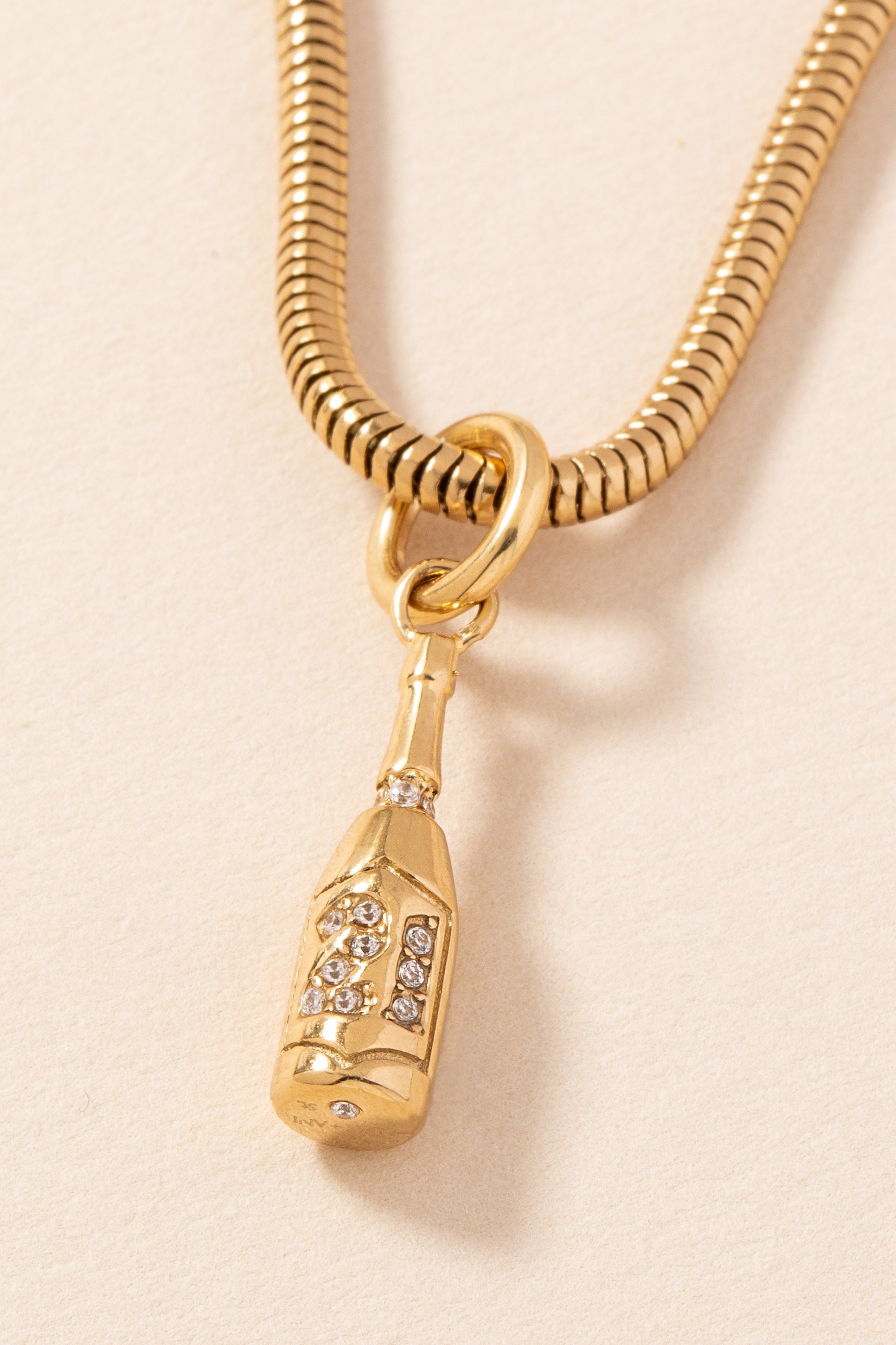 Champagne 21st Birthday Charm Stainless Steel Gold | Alex and Ani