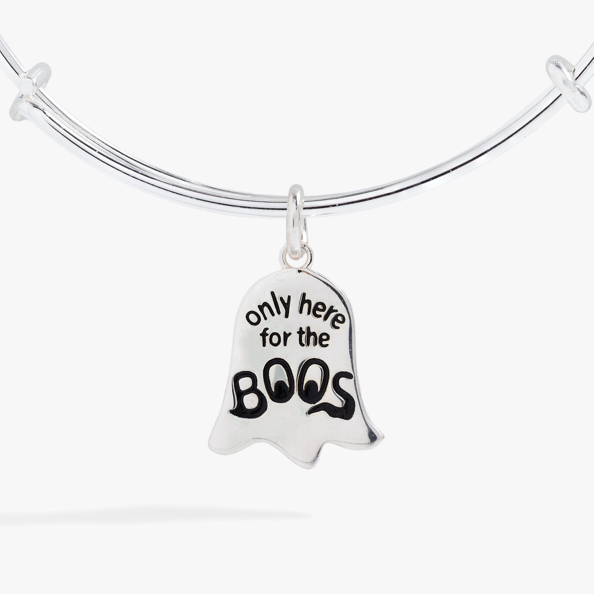 Ghost 'Only Here for the Boos' Textured Bangle Silver | Alex and Ani