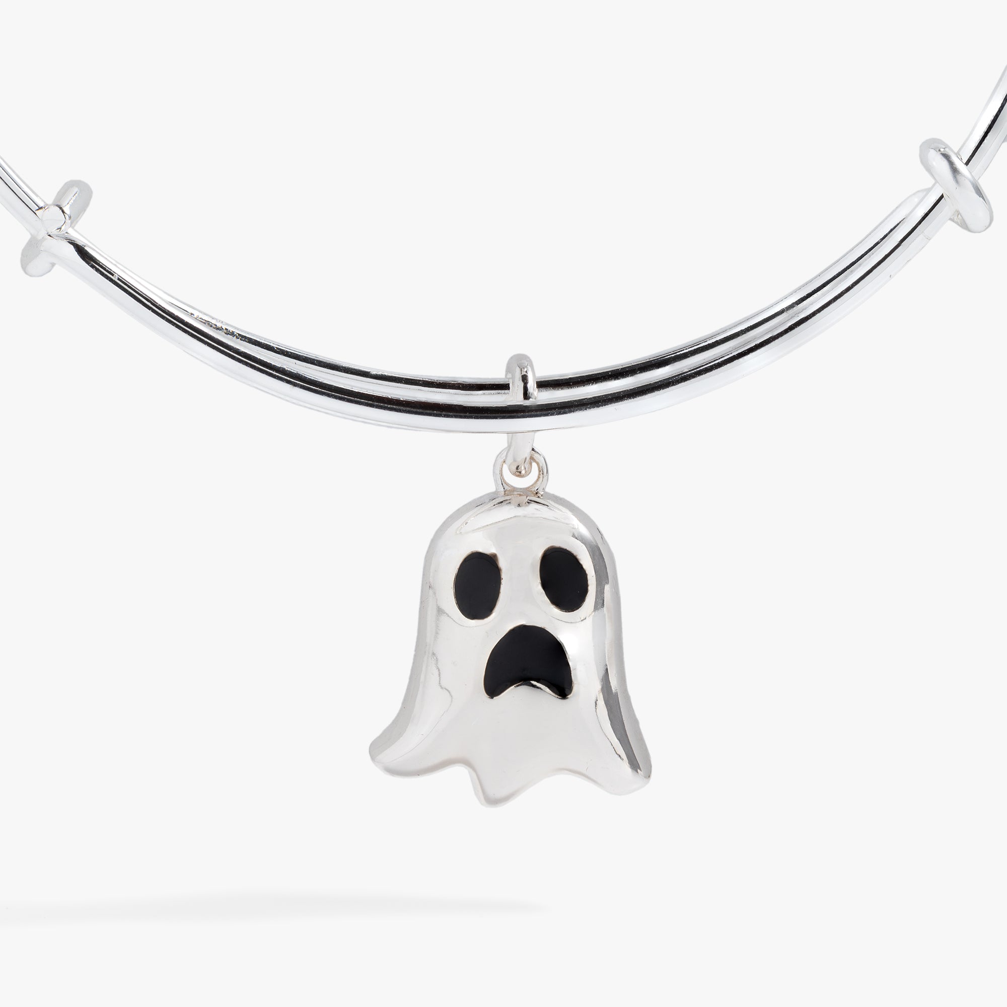 Ghost 'Only Here for the Boos' Textured Bangle Silver | Alex and Ani