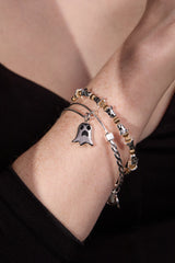 Ghost 'Only Here for the Boos' Textured Bangle Silver | Alex and Ani