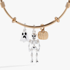 Halloween Trio- Ghost, Skeleton, Pumpkin Charm Bangle Two Tone | Alex and Ani