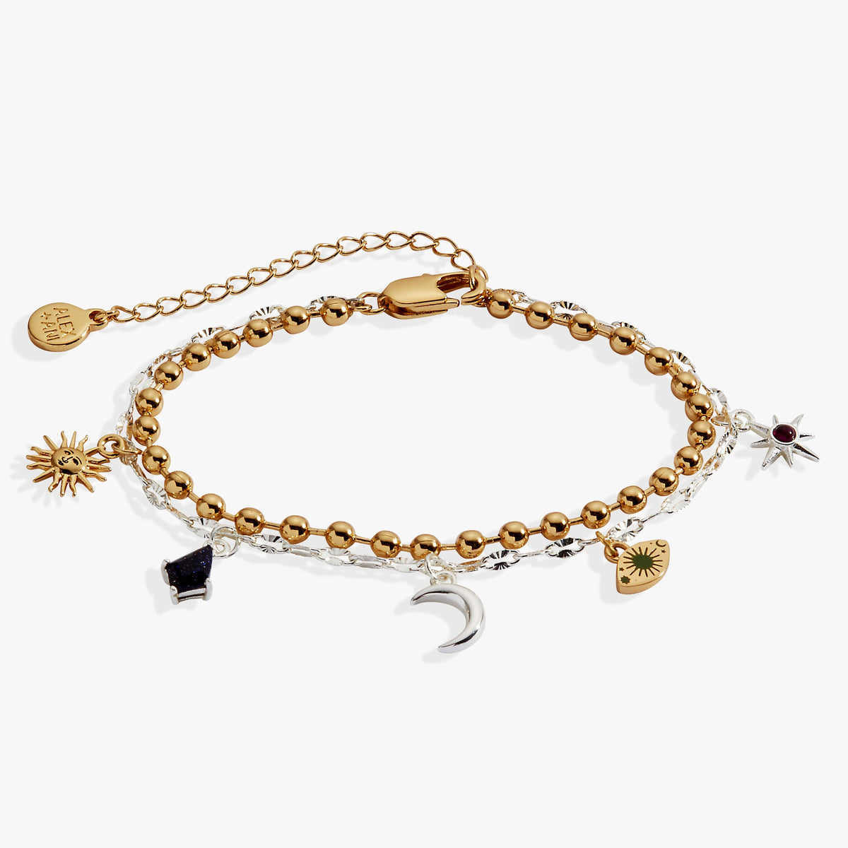 Moon Magic 2 Row Charm Bracelet Two Tone | Alex and Ani