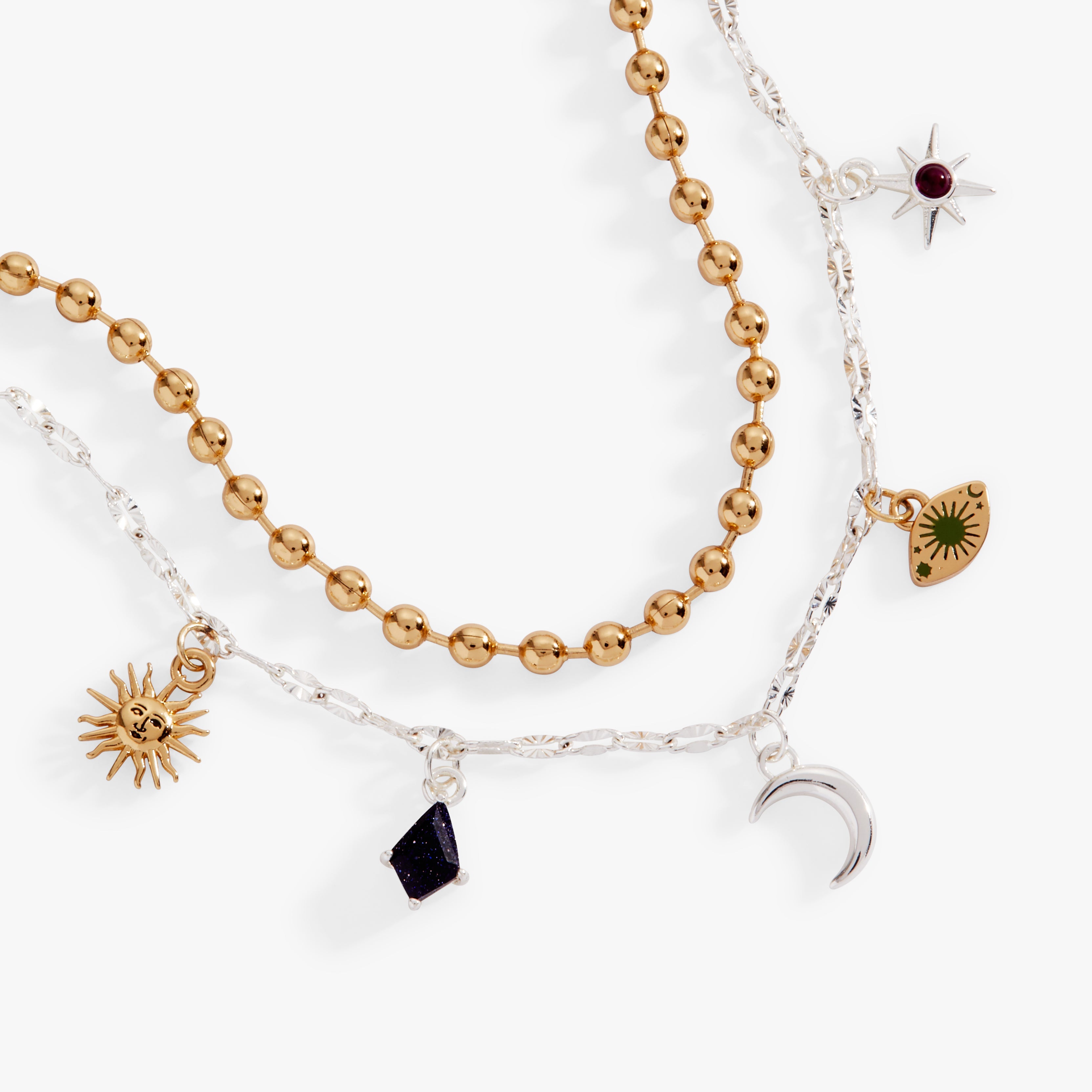 Moon Magic 2 Row Charm Bracelet Two Tone | Alex and Ani