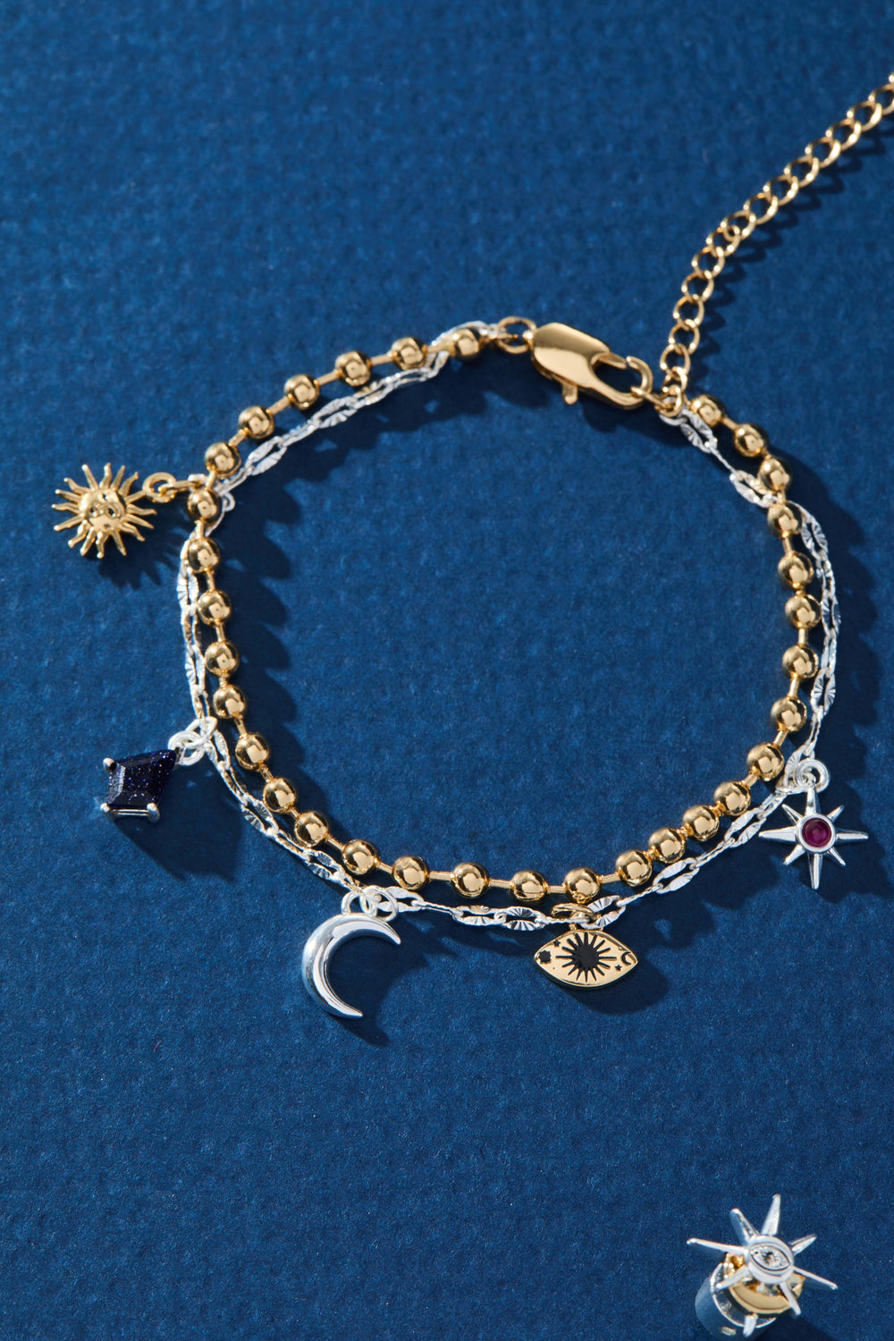 Moon Magic 2 Row Charm Bracelet Two Tone | Alex and Ani