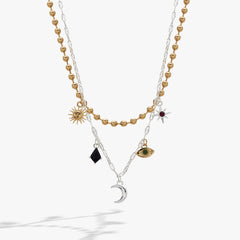 Moon Magic 2 Row Charm Necklace Two Tone | Alex and Ani