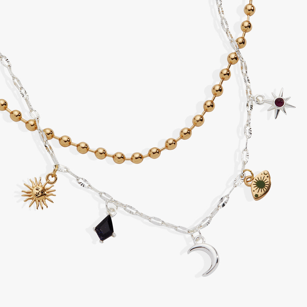Moon Magic 2 Row Charm Necklace Two Tone | Alex and Ani
