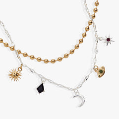 Moon Magic 2 Row Charm Necklace Two Tone | Alex and Ani