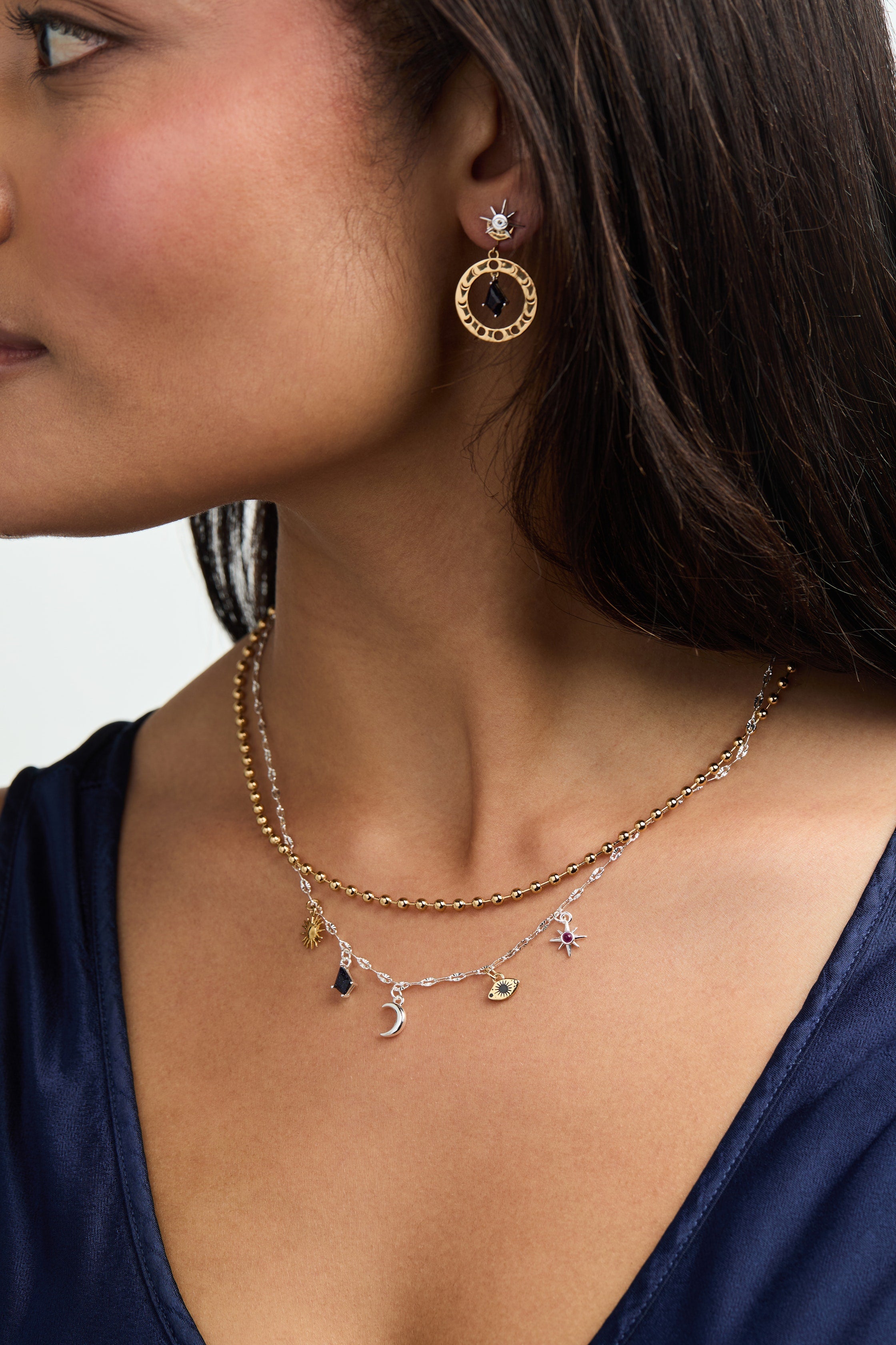 Moon Magic 2 Row Charm Necklace Two Tone | Alex and Ani