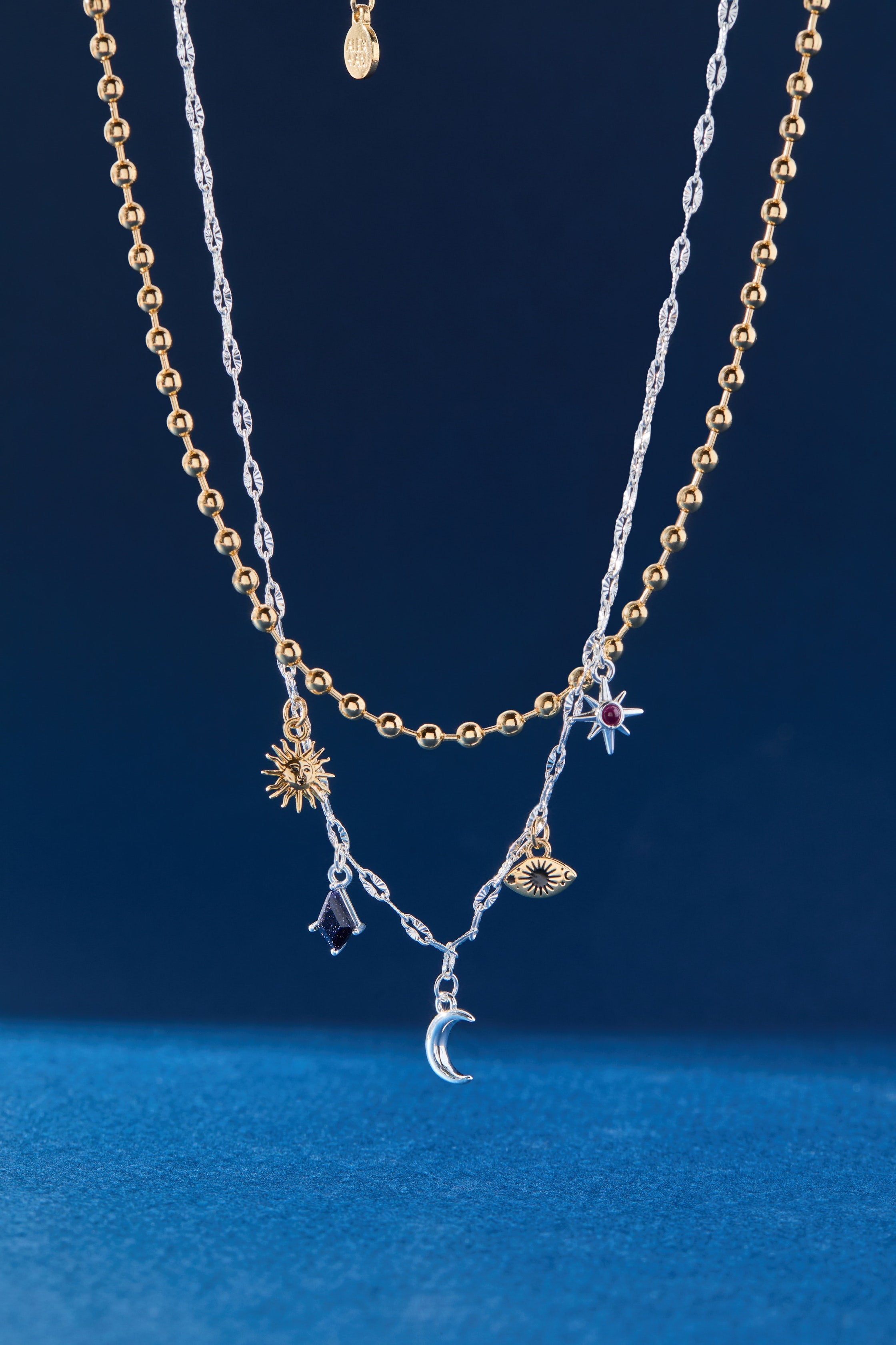 Moon Magic 2 Row Charm Necklace Two Tone | Alex and Ani