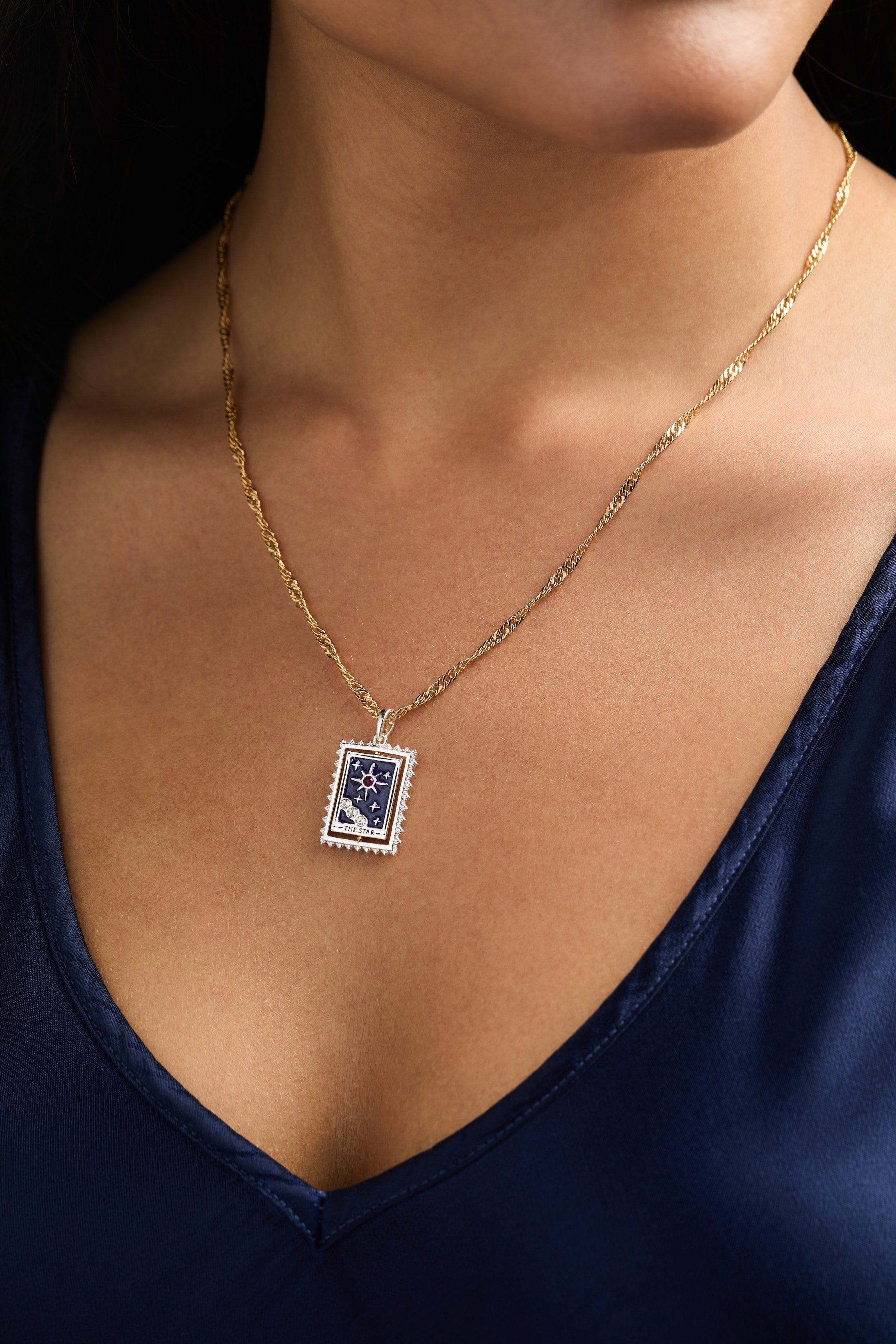 Tarot Card Reversable Spinner Pendant Necklace Two Tone | Alex and Ani