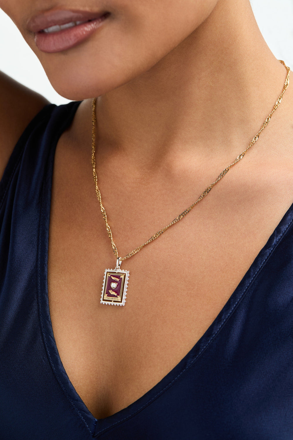 Tarot Card Reversable Spinner Pendant Necklace Two Tone | Alex and Ani