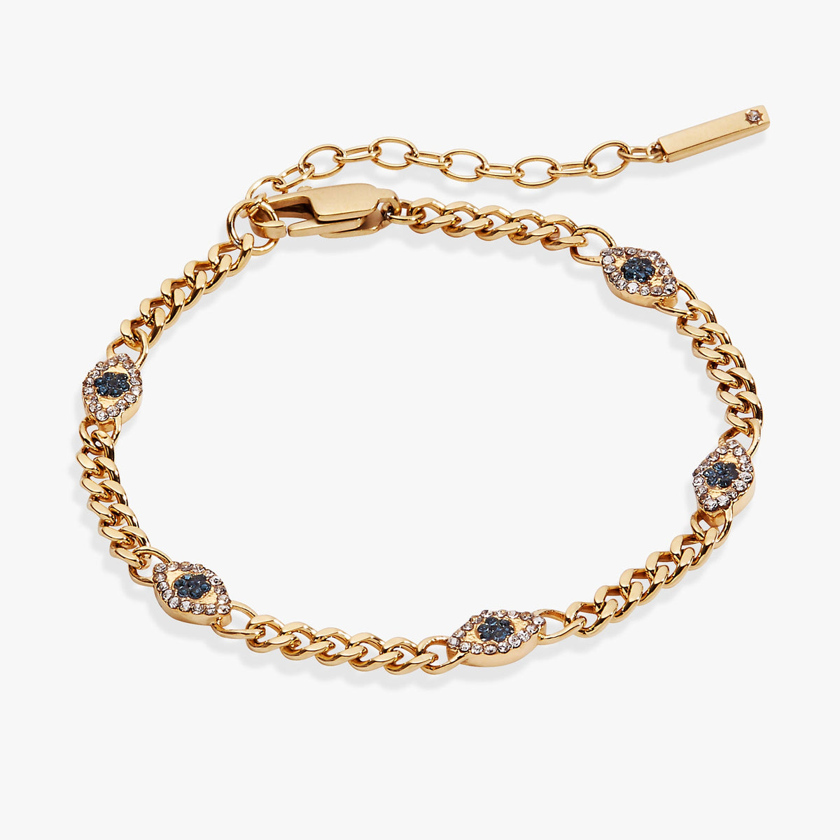 Evil Eye Curb Chain Inline Bracelet Stainless Steel Gold | Alex and Ani