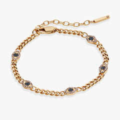 Evil Eye Curb Chain Inline Bracelet Stainless Steel Gold | Alex and Ani