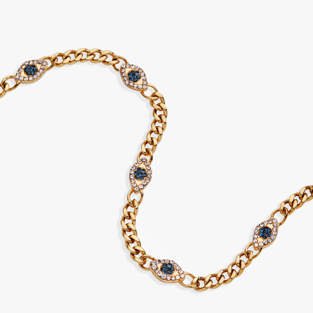 Evil Eye Curb Chain Inline Bracelet Stainless Steel Gold | Alex and Ani