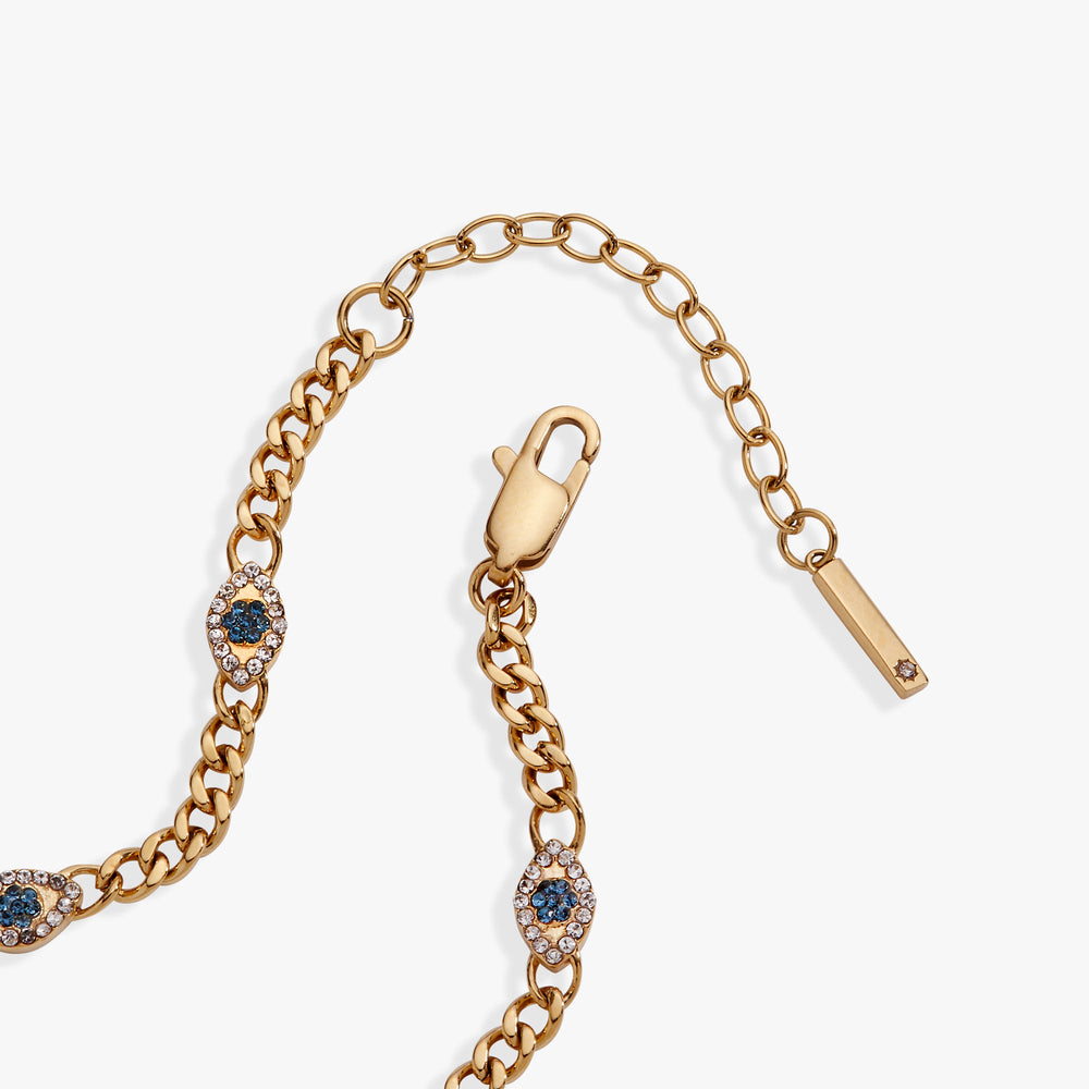 Evil Eye Curb Chain Inline Bracelet Stainless Steel Gold | Alex and Ani