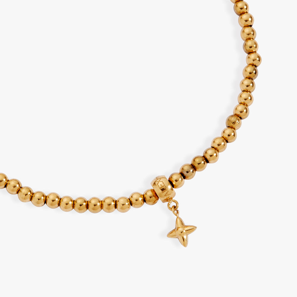 3mm metal ball bead stretch bracelet Stainless Steel Gold | Alex and Ani